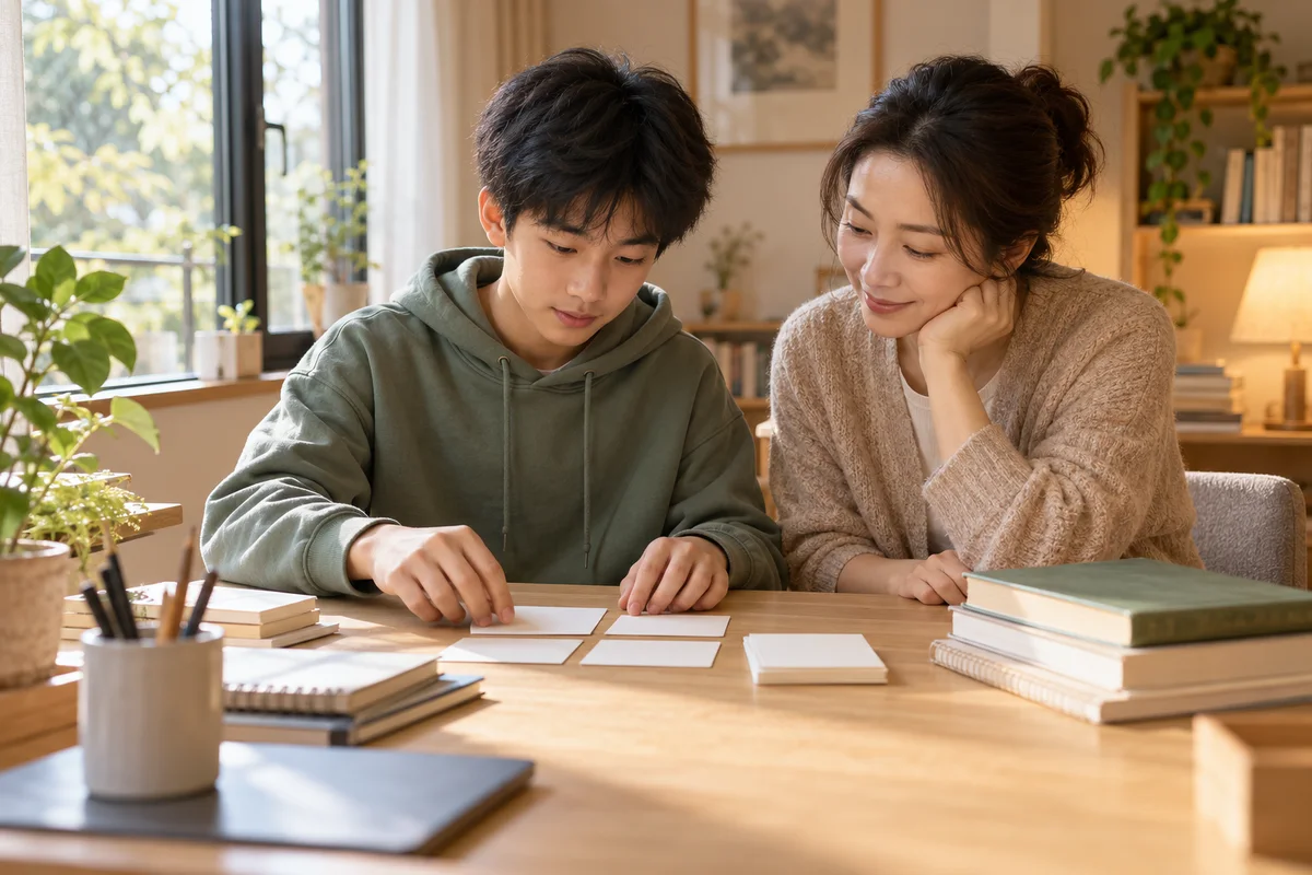 孩子主动整理学习计划，家长在旁提供日常支持